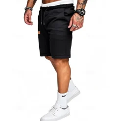 Clearance OUKU Men's Shorts Summer Shorts Casual Shorts Pocket Drawstring Elastic Waist Plain Comfort Breathable Short Outdoor Vacation Sport Casual Black Royal Blue