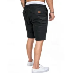 Clearance OUKU Men's Shorts Summer Shorts Casual Shorts Pocket Drawstring Elastic Waist Plain Comfort Breathable Short Outdoor Vacation Sport Casual Black Royal Blue