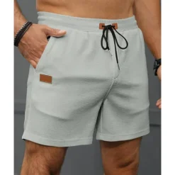 Sale OUKU Men's Shorts Summer Shorts Casual Shorts Pocket Drawstring Elastic Waist Plain Comfort Breathable Short Outdoor Vacation Sport Casual Black Navy Blue Micro-elastic