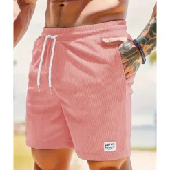 Hot OUKU Men's Shorts Summer Shorts Casual Shorts Pocket Drawstring Elastic Waist Plain Comfort Breathable Short Outdoor Vacation Sport Casual Black White