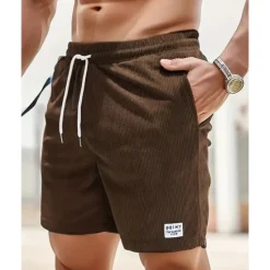 Hot OUKU Men's Shorts Summer Shorts Casual Shorts Pocket Drawstring Elastic Waist Plain Comfort Breathable Short Outdoor Vacation Sport Casual Black White