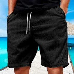 Sale OUKU Men's Shorts Summer Shorts Casual Shorts Pocket Drawstring Elastic Waist Plain Comfort Breathable Short Outdoor Vacation Sport Casual Black Yellow