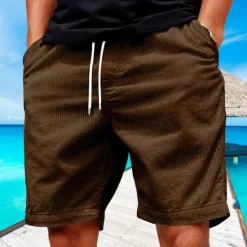 Sale OUKU Men's Shorts Summer Shorts Casual Shorts Pocket Drawstring Elastic Waist Plain Comfort Breathable Short Outdoor Vacation Sport Casual Black Yellow