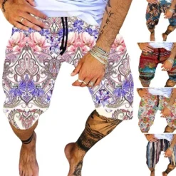 Outlet OUKU Men's Shorts Summer Shorts Beach Shorts Casual Shorts Drawstring Elastic Waist Graphic Comfort Breathable Knee Length Outdoor Holiday Going out Streetwear Hawaiian 1 2