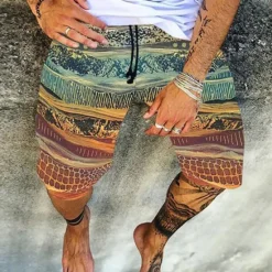 Outlet OUKU Men's Shorts Summer Shorts Beach Shorts Casual Shorts Drawstring Elastic Waist Graphic Comfort Breathable Knee Length Outdoor Holiday Going out Streetwear Hawaiian 1 2