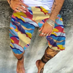 Outlet OUKU Men's Shorts Summer Shorts Beach Shorts Casual Shorts Drawstring Elastic Waist Graphic Comfort Breathable Knee Length Outdoor Holiday Going out Streetwear Hawaiian 1 2