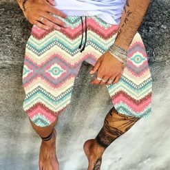 Outlet OUKU Men's Shorts Summer Shorts Beach Shorts Casual Shorts Drawstring Elastic Waist Graphic Comfort Breathable Knee Length Outdoor Holiday Going out Streetwear Hawaiian 1 2