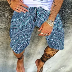 Outlet OUKU Men's Shorts Summer Shorts Beach Shorts Casual Shorts Drawstring Elastic Waist Graphic Comfort Breathable Knee Length Outdoor Holiday Going out Streetwear Hawaiian 1 2