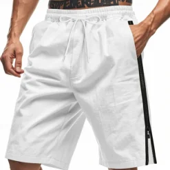 Outlet OUKU Men's Shorts Summer Shorts Casual Shorts Pocket Drawstring Elastic Waist Plain Comfort Breathable Short Outdoor Vacation Sport Casual Black White