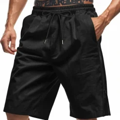 Outlet OUKU Men's Shorts Summer Shorts Casual Shorts Pocket Drawstring Elastic Waist Plain Comfort Breathable Short Outdoor Vacation Sport Casual Black White