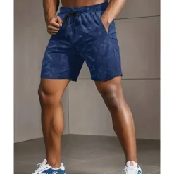 Hot OUKU Men's Shorts Summer Shorts Beach Shorts Casual Shorts Pocket Drawstring Elastic Waist Camouflage Comfort Breathable Short Outdoor Vacation Sport Casual Black Red