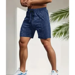 Hot OUKU Men's Shorts Summer Shorts Beach Shorts Casual Shorts Pocket Drawstring Elastic Waist Camouflage Comfort Breathable Short Outdoor Vacation Sport Casual Black Red