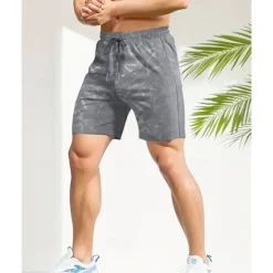 Hot OUKU Men's Shorts Summer Shorts Beach Shorts Casual Shorts Pocket Drawstring Elastic Waist Camouflage Comfort Breathable Short Outdoor Vacation Sport Casual Black Red