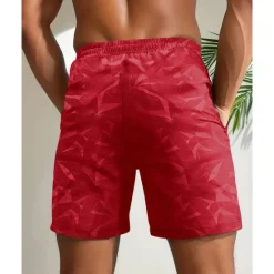 Hot OUKU Men's Shorts Summer Shorts Beach Shorts Casual Shorts Pocket Drawstring Elastic Waist Camouflage Comfort Breathable Short Outdoor Vacation Sport Casual Black Red
