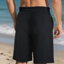 Online OUKU Men's Shorts Summer Shorts Casual Shorts Pocket Drawstring Elastic Waist Plain Textured Comfort Breathable Knee Length Outdoor Vacation Sport Casual Black White
