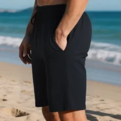 Online OUKU Men's Shorts Summer Shorts Casual Shorts Pocket Drawstring Elastic Waist Plain Textured Comfort Breathable Knee Length Outdoor Vacation Sport Casual Black White