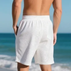 Online OUKU Men's Shorts Summer Shorts Casual Shorts Pocket Drawstring Elastic Waist Plain Textured Comfort Breathable Knee Length Outdoor Vacation Sport Casual Black White