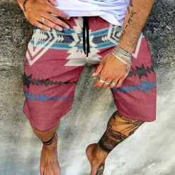 Outlet OUKU Men's Shorts Summer Shorts Beach Shorts Elastic Waist Print Graphic Prints Outdoor Knee Length Daily Beach Hawaiian Designer 1 2 Micro-elastic