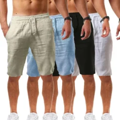 Hot OUKU Men's Shorts Summer Shorts Beach Shorts Drawstring Plain Yoga Business Beach Hawaiian Casual Black White