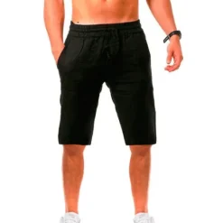 Hot OUKU Men's Shorts Summer Shorts Beach Shorts Drawstring Plain Yoga Business Beach Hawaiian Casual Black White