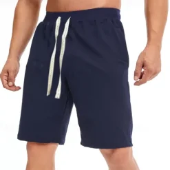 Hot OUKU Men's Shorts Summer Shorts Casual Shorts Pocket Drawstring Plain Comfort Breathable Knee Length Outdoor Vacation Sport Casual Black White