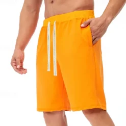 Hot OUKU Men's Shorts Summer Shorts Casual Shorts Pocket Drawstring Plain Comfort Breathable Knee Length Outdoor Vacation Sport Casual Black White