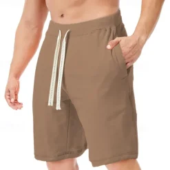 Hot OUKU Men's Shorts Summer Shorts Casual Shorts Pocket Drawstring Plain Comfort Breathable Knee Length Outdoor Vacation Sport Casual Black White