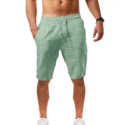 Outlet OUKU Men's Shorts Summer Shorts Beach Shorts Casual Shorts Drawstring Elastic Waist Straight Leg Stripe Comfort Breathable Short Casual Daily Holiday Fashion Classic Style Black White