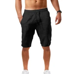 Outlet OUKU Men's Shorts Summer Shorts Beach Shorts Casual Shorts Drawstring Elastic Waist Straight Leg Stripe Comfort Breathable Short Casual Daily Holiday Fashion Classic Style Black White