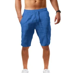 Outlet OUKU Men's Shorts Summer Shorts Beach Shorts Casual Shorts Drawstring Elastic Waist Straight Leg Stripe Comfort Breathable Short Casual Daily Holiday Fashion Classic Style Black White