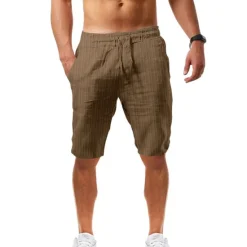 Outlet OUKU Men's Shorts Summer Shorts Beach Shorts Casual Shorts Drawstring Elastic Waist Straight Leg Stripe Comfort Breathable Short Casual Daily Holiday Fashion Classic Style Black White