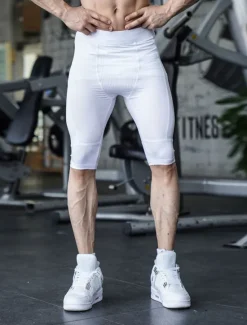 Clearance OUKU Men's Shorts Sunday Shorts Sports Going out Weekend Running Casual Elastic Waist Plain Knee Length Gymnatics Activewear Black White Micro-elastic