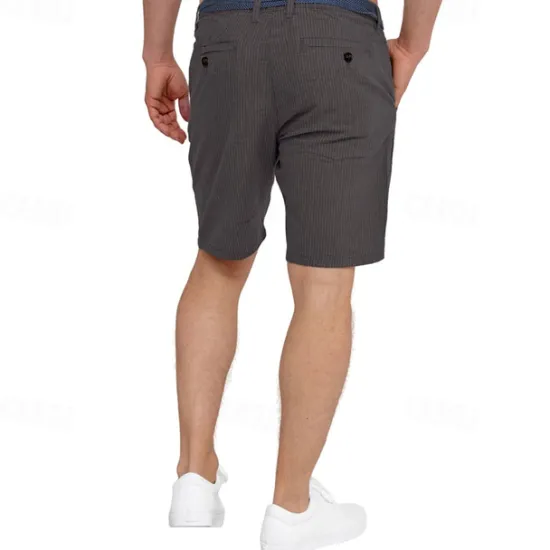Outlet OUKU Men's Shorts Work Shorts Casual Shorts Golf Shorts Buttons Pocket Stripe Comfort Knee Length Sports Outdoor Daily Going out Fashion Casual Black White Micro-elastic