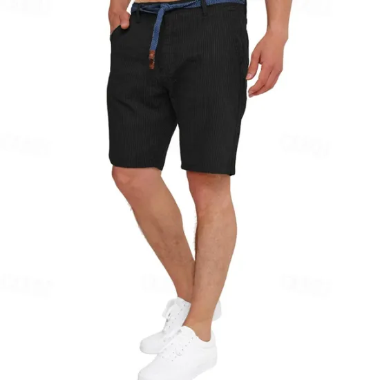 Outlet OUKU Men's Shorts Work Shorts Casual Shorts Golf Shorts Buttons Pocket Stripe Comfort Knee Length Sports Outdoor Daily Going out Fashion Casual Black White Micro-elastic