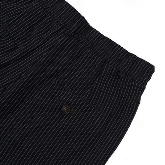 Outlet OUKU Men's Shorts Work Shorts Casual Shorts Golf Shorts Buttons Pocket Stripe Comfort Knee Length Sports Outdoor Daily Going out Fashion Casual Black White Micro-elastic