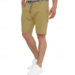 Outlet OUKU Men's Shorts Work Shorts Casual Shorts Golf Shorts Buttons Pocket Stripe Comfort Knee Length Sports Outdoor Daily Going out Fashion Casual Black White Micro-elastic