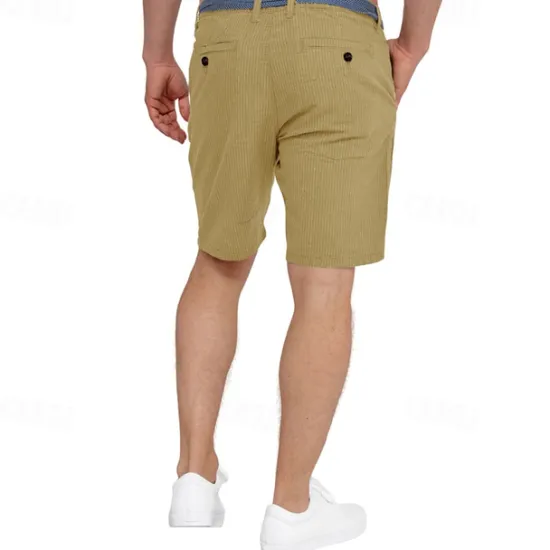 Outlet OUKU Men's Shorts Work Shorts Casual Shorts Golf Shorts Buttons Pocket Stripe Comfort Knee Length Sports Outdoor Daily Going out Fashion Casual Black White Micro-elastic