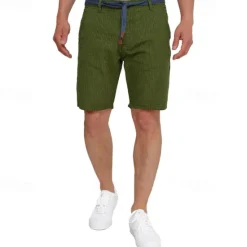Outlet OUKU Men's Shorts Work Shorts Casual Shorts Golf Shorts Buttons Pocket Stripe Comfort Knee Length Sports Outdoor Daily Going out Fashion Casual Black White Micro-elastic