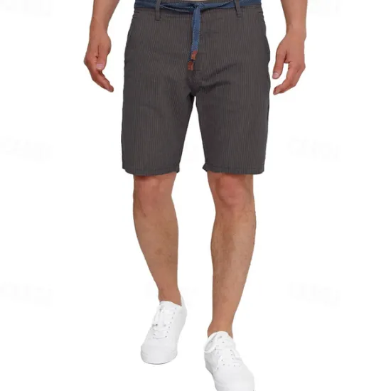 Outlet OUKU Men's Shorts Work Shorts Casual Shorts Golf Shorts Buttons Pocket Stripe Comfort Knee Length Sports Outdoor Daily Going out Fashion Casual Black White Micro-elastic