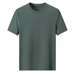 Discount OUKU Men's Silk Cotton Blend Antibacterial UV Protection T Shirt Crew Neck School Training Short Sleeve Crewneck Clothing Apparel Knitwear Vacation Vintage Neutral