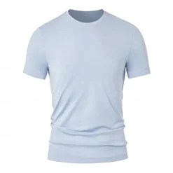 Discount OUKU Men's Silk Cotton Blend Antibacterial UV Protection T Shirt Crew Neck School Training Short Sleeve Crewneck Clothing Apparel Knitwear Vacation Vintage Neutral