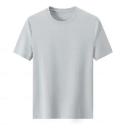 Discount OUKU Men's Silk Cotton Blend Antibacterial UV Protection T Shirt Crew Neck School Training Short Sleeve Crewneck Clothing Apparel Knitwear Vacation Vintage Neutral