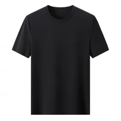 Discount OUKU Men's Silk Cotton Blend Antibacterial UV Protection T Shirt Crew Neck School Training Short Sleeve Crewneck Clothing Apparel Knitwear Vacation Vintage Neutral