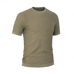 Clearance OUKU Men's Silk Linen Cotton Crew Neck Knit T Shirt School Training Twisted Clothing Apparel Knitwear Vacation Vintage Neutral