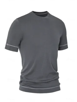 OUKU Men's Silk Linen Cotton T Shirt Short Sleeve Crew Neck Summer Solid Color Daily Casual Daily Leisure Color Block Vacation Causal Casual Dark Gray Black White Top Tee for Men