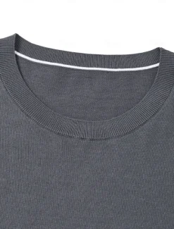 OUKU Men's Silk Linen Cotton T Shirt Short Sleeve Crew Neck Summer Solid Color Daily Casual Daily Leisure Color Block Vacation Causal Casual Dark Gray Black White Top Tee for Men