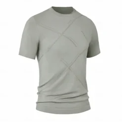 Best OUKU Men's Silk Linen Cotton T Shirt Line Texture Crew Neck School Short Sleeve Crewneck Clothing Apparel Knitwear Vacation Vintage Neutral