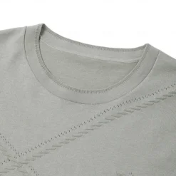 Best OUKU Men's Silk Linen Cotton T Shirt Line Texture Crew Neck School Short Sleeve Crewneck Clothing Apparel Knitwear Vacation Vintage Neutral