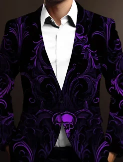 Clearance OUKU Men's Skeleton Long Sleeve Turndown Business Gothic Work Wear to work Going out Buttons Print Multi Pocket