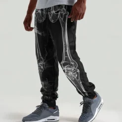Best OUKU Men's Skeleton Neon Glow Halloween Costumes Sweatpants Joggers Trousers Mid Waist Drawstring Elastic Waist Dark Punk Gothic Style Holiday Streetwear Athletic Sweatpants with Pockets Spring Fall 3D